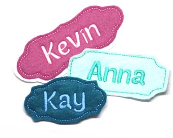 Applikation Wunschname Namensschild gestickt bestickt mit Wunschtext Felt Applique Name Patch - libre choix de couleur Aufnäher