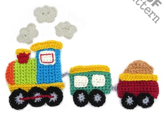 Crochet Pattern - Instant PDF Download - Train Crochet Applique Pattern applique