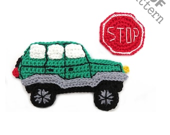 Modèle au crochet, panneau d'arrêt de voiture, applique, version américaine, téléchargement PDF instantané