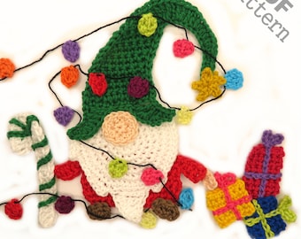 Padrão de aplique de gnomo de crochê: decoração de cobertor de bebê para feriados de inverno e Natal (PDF EUA)