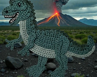 Crochet Pattern Dinosaur Giganotosaurus Dino Applique Patch US version Instant PDF Download