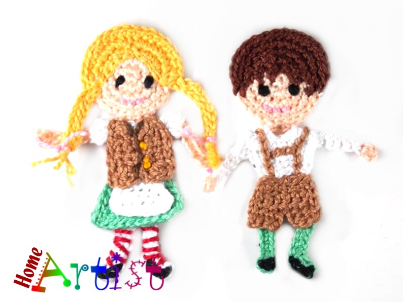 Bruder Schwester Crochet Applique Customize with free color choice parche patch sew-on children's fashion clothing embroidery image 1