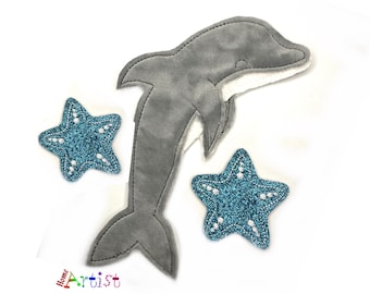 Applikation Delfin Filz Plüsch Parche Felt Applique - Schultüte Einschulung freie Farbwahl Applique