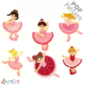 Ballet Dancer Crochet Ballerina Applique Pattern Bundle PDF Download ENG