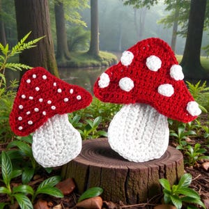 Crochet Pattern Mushrooms Applique Patch US version Instant PDF Download