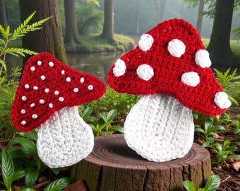 Crochet Pattern Mushrooms Applique Patch US version Instant PDF Download