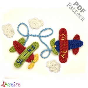 Crochet Pattern Airplane Plane Applique Patch US version Instant PDF Download