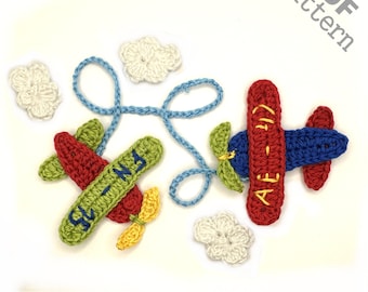 Crochet Pattern Airplane Plane Applique Patch US version Instant PDF Download