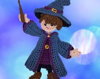 Wizard Crochet Pattern Halloween Applique Patch US version Instant PDF Download