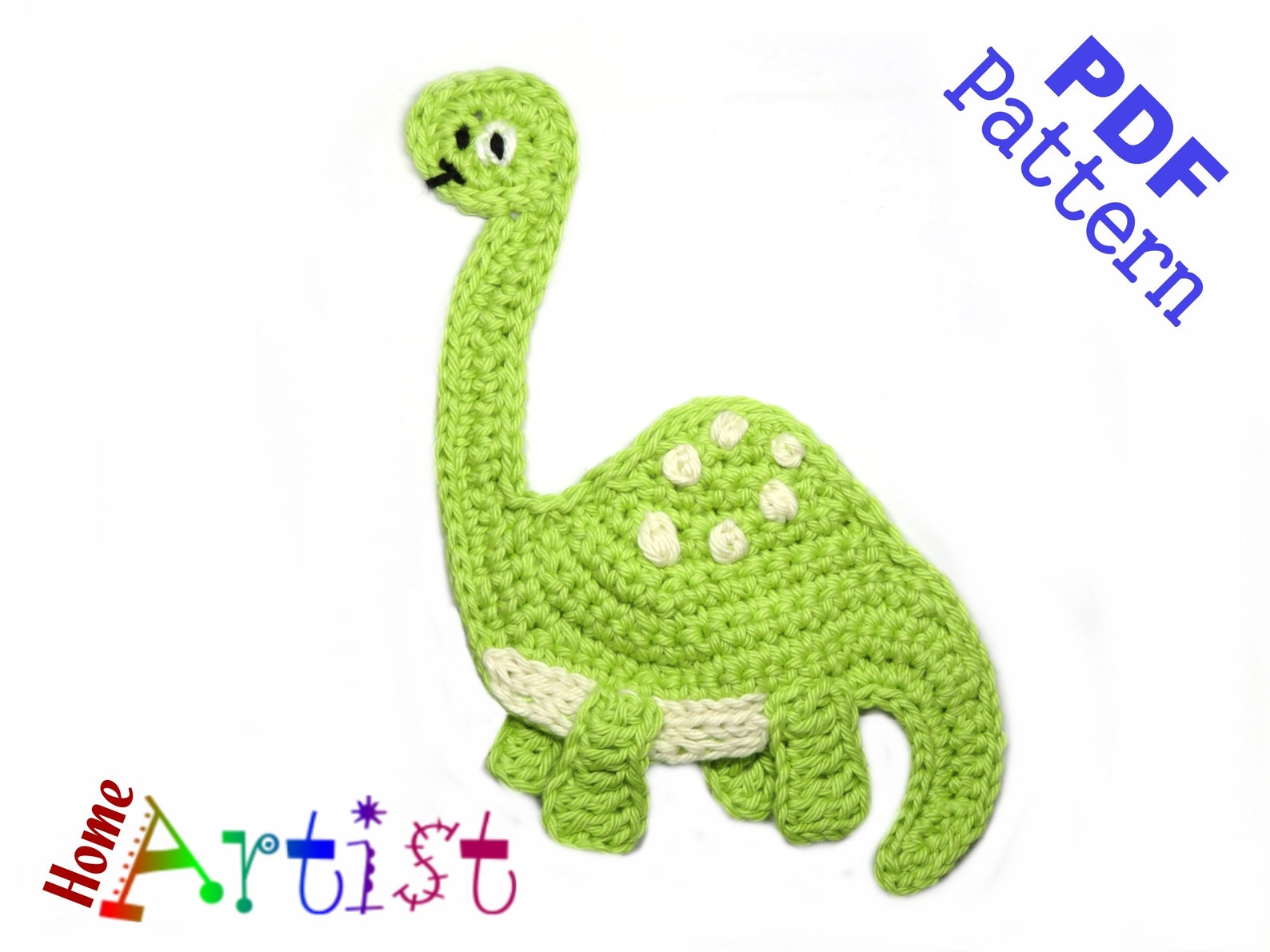 Crochet Pattern Dinosaur Brontosaurus Dino Applique Patch US Version ...