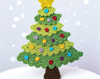 Crochet Christmas Tree Applique: Customizable Colors, Cotton Thread Embroidery Patch