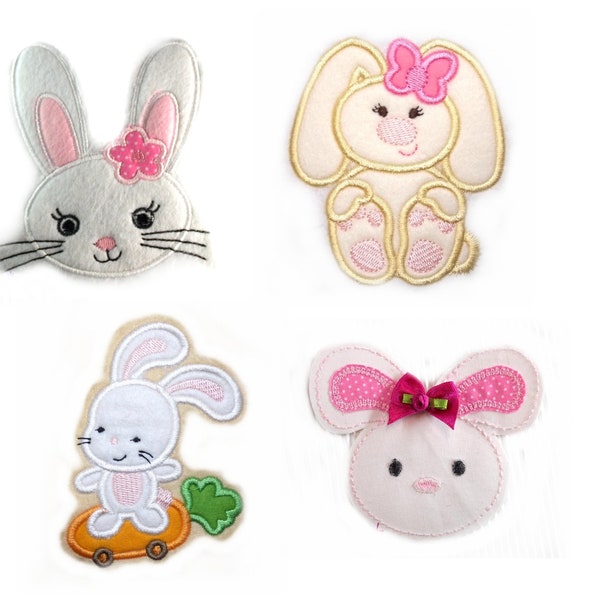 Hase Applikation Bunny Rabbit Applique -  free color choice Aufnäher parche patch Aufbügel Bügelbild Kindermode Kleidung Stickerei