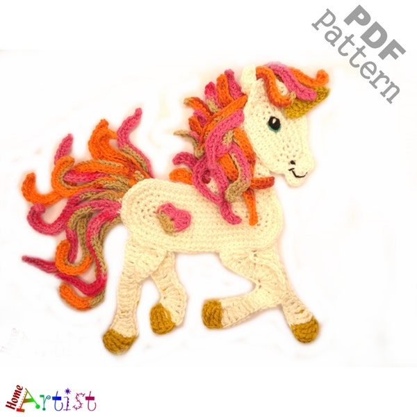 Applikation Crochet Pattern - Instant PDF Download - Horse Unicorn crochet pattern applique