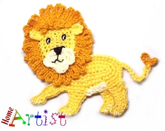 Lion Crochet Applique: Custom Color Sew-On Patch
