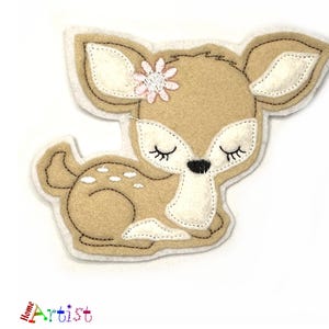Felt Deer Applique: Embroidered Iron-On Patch