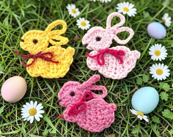 Rabbit Crochet Pattern small Bunny Applique Patch US version Instant PDF Download