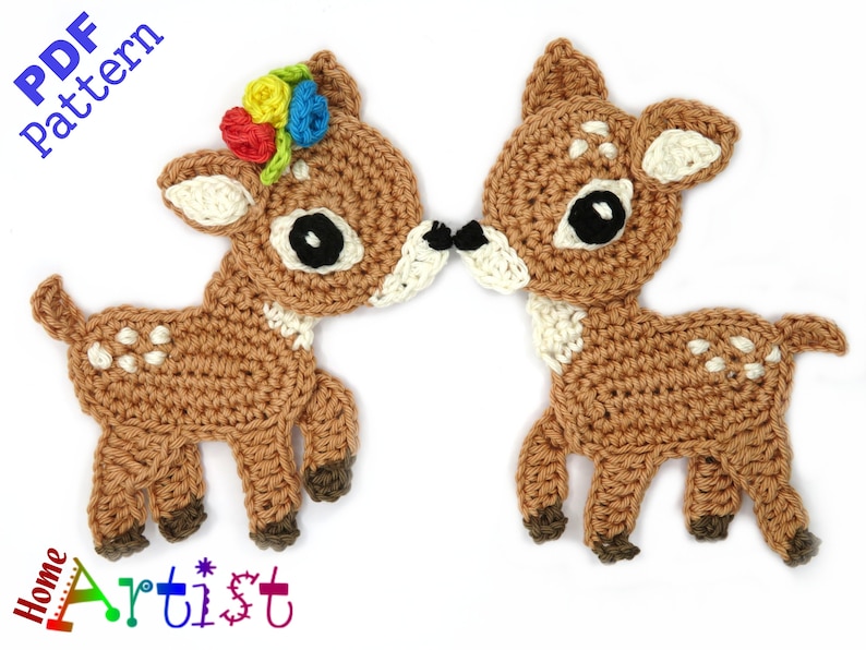 Applikation Crochet Pattern Instant PDF Download Deer Crochet Applique Pattern applique image 3