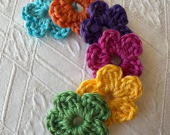 Crochet Flower for buttons - Custom Color - Cotton Sew-On Patches