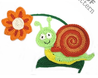 Haakpatroon Slak Bloem Appliqué Patch Amerikaanse versie Instant pdf-download