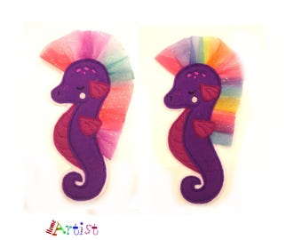 Applikation Seehorse  3D Felt Applique Applikation -  free color choice Aufnäher parche patch Seepferd Kindermode Kleidung Stickerei