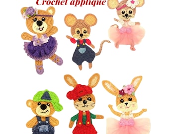 Custom Crochet Animal Applique, Sew-On Patch, Cotton Thread, Machine Washable (4.5" x 6")