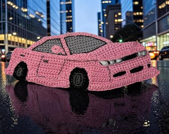 Pink Car Crochet Pattern  Applique Patch US version Instant PDF Download