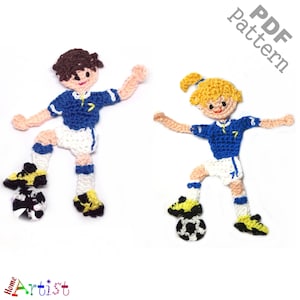 Soccer Crochet Pattern  player Girl Boy Applique US version Instant PDF Download