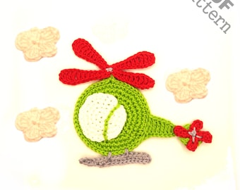 Crochet Pattern - Instant PDF Download - Helicopter crochet Applique Pattern applique