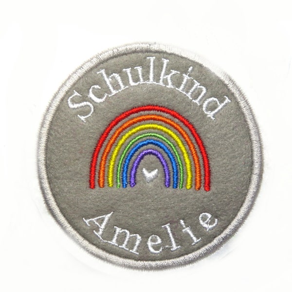 Applikation Wunschname Schulkind  Namensschild gestickt bestickt mit Wunschtext  Felt Applique Name Patch -  free color choice Aufnäher