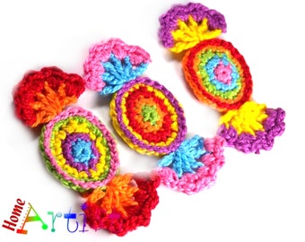 Crochet Applique Customize with free color choice parche  patch sew-on children's fashion clothing embroidery Candy