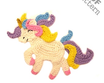 Crochet Pattern Unicorn Applique Patch US version Instant PDF Download