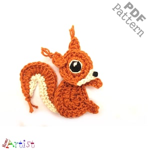 Crochet Pattern Squirrel Applique Patch US version Instant PDF Download