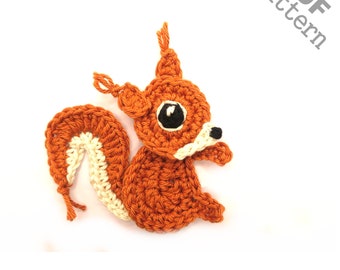 Crochet Pattern Squirrel Applique Patch US version Instant PDF Download