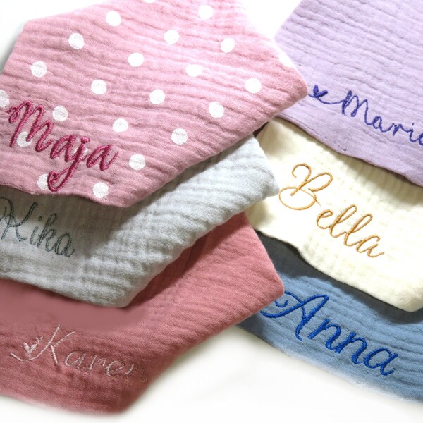 Musselintuch Halstuch Dreieckstuch Schal für Baby und Kleinkinder Namen Personalisiert - free color choice