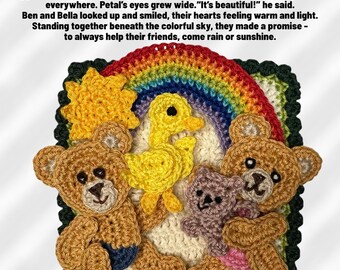 Crochet Bear Applique Pattern: Granny Square Patch Story Teller Blanket 10/12 (PDF Download)