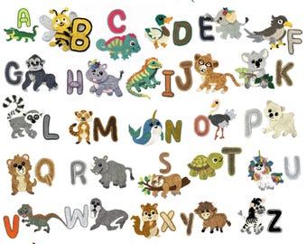 Animla alphabet Crochet Applique Custom Color Sew-On Patch