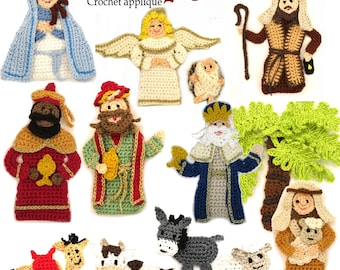 Nativity Christmas Crochet Applique Custom Color Cotton Sew-On Patch