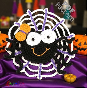 Crochet Patter Spider web Halloween Applique US version Instant PDF Download