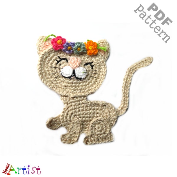 Crochet Pattern - Instant PDF Download - Cat Pattern Crochet Applique Pattern applique