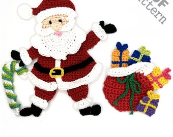 Crochet Pattern - Instant PDF Download - Santa Claus 2 Crochet Applique Pattern Christmas applique