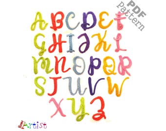 Crochet Alphabet Letter Applique Pattern: Uppercase Calligraphy (PDF Download)