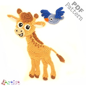 May include: Crochet pattern for a giraffe and a blue bird. The PDF pattern is available for download.