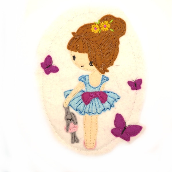 Applikation Girl with bunny Felt Applique -  free color choice Aufnäher parche patch Aufbügel