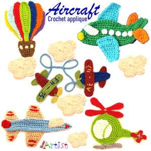 Airplane   Crochet Applique Customize with free color choice parche  patch sew-on children's fashion clothing embroidery