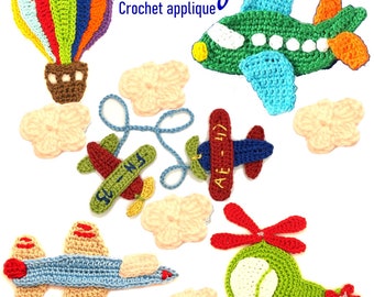 Airplane   Crochet Applique Customize with free color choice parche  patch sew-on children's fashion clothing embroidery