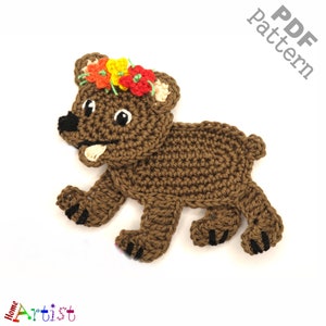 Crochet Pattern Bear Applique Patch US version Instant PDF Download