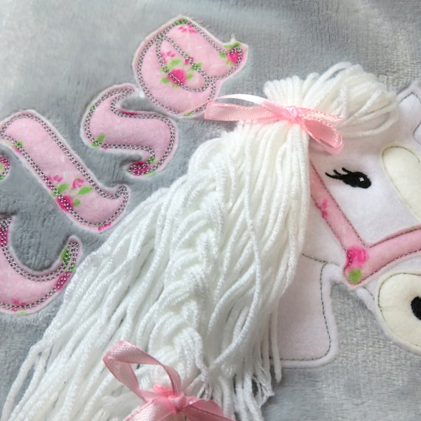 Kissen Kissenhülle Kissenbezug Plüsch mit Namen Namenskissen Kuschelkissen mit Name Pferd pony Pferdekopf personalisiert -freie Farbwahl