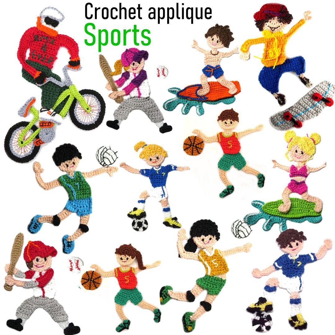 Patchwork Sport Crochet Sports Applique: Custom Color Sew-on Patch - Etsy UK