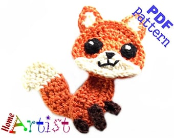 Crochet Pattern - Instant PDF Download - Fox #2 Crochet Applique Pattern applique