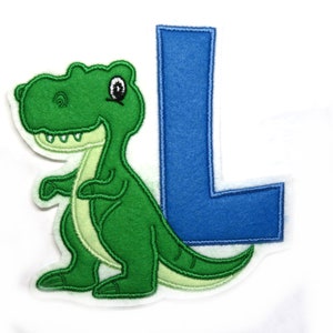 Dinosaur Initial Felt Applique - Custom Color Patch